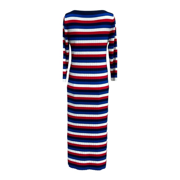 Lauren by Ralph Lauren Women's Razella Striped 3/4 Sleeve Boat Neck Dress Size L - Picture 4 of 10
